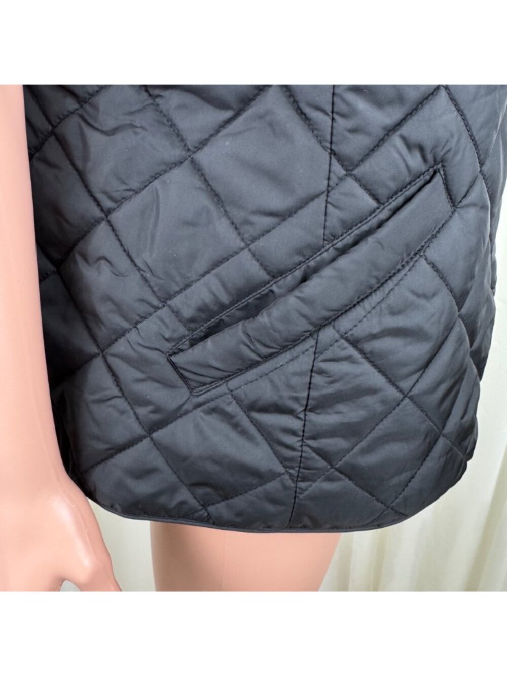 Ralph Lauren Quilted Vest Black RLL Crest Patch Diamond Quilt Womens L 84922T - Picture 12 of 13